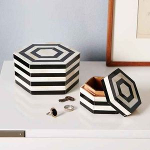 Boîte décorative en résine incrustée, style nordique moderne, pour rangement polyvalent de bagues, boucles d'oreilles, maison, salle de bain, salon - Product Image 2