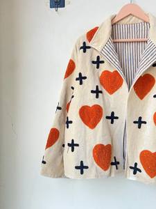 Handmade 100% Cotton Velvet Suzani Kimono Jacket | Winter Breathable Eco-Friendly Quilted Boho Design Embroidery <b>Covered</b> <b>Buttons</b> - Product Image 6