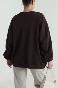 EVER GLOW Sweat-shirt rose tricoté surdimensionné doublé 100 % coton respirant coupe-vent séchage rapide grande taille épaules tombantes col rond - Product Image 6