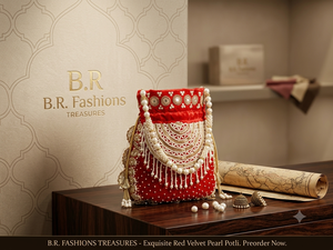 Red Silk Beaded <b>Pearl</b> Tassel Chain Strap Luxury Potli Evening <b>Bag</b> Embroidered Bridal Clutch Handmade Wedding Party Purse - Product Image 3