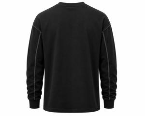 Sweat-shirt à col rond à manches longues pour homme, noir, coupe classique, décontracté, tricoté, couleur unie, hiver, 100% coton, séchage rapide - Product Image 6