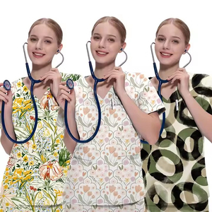 Blusas Médicas para Mujer, Cuello en V, Manga Corta, Estampadas, Uniformes Médicos para Uso Hospitalario, Tela de Algodón y Poliéster - Product Image 6