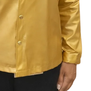 <b>Women</b> Golden Soror Vegan Leather Jacket Gold Faux Leather Zip Up <b>Coat</b> Long Sleeve Casual Sorority Fashion Streetwear Motorcycle - Product Image 3