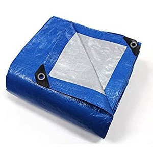 Bâche industrielle robuste en polyester bleu argenté imperméable avec œillets pour la construction et les infrastructures - Product Image 4