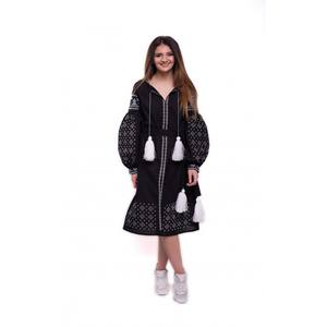 Nouvelle Robe Longue d'Été Bohème en Lin Naturel, Style Ethnique Ukrainien Brodé, avec Décoration à Pompons – Collection 2026 - Product Image 2