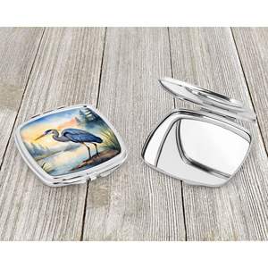 Blue Heron Compact <b>Travel</b> Makeup <b>Mirror</b> Handheld Folding Pocket Decorative <b>Mirror</b> for Women and Girls Day Fading Design Gift - Product Image 3