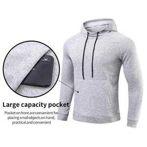 Sudadera con Capucha Unisex de Forro Polar, Ropa Deportiva de Secado Rápido, Poliéster, Corte Ajustado, Informal, Otoño, Color Sólido, con Bolsillo - Product Image 4