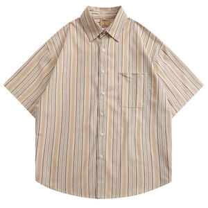 เสื้อเชิ้ตผู้ชายผ้าซาตินโพลีเอสเตอร์/คอตตอนถักทอระบายอากาศสำหรับฤดูร้อน น้ำหนัก 160 กรัม แบบลำลอง ป้องกันรอยยับ กระดุมเดี่ยว ปกคอพับได้ - Product Image 1