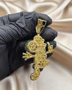 Pendentif dinosaure Yoshi en moissanite VVS style hip-hop, personnage de dessin animé, plaqué or jaune 14K, breloques en argent 925 - Product Image 4