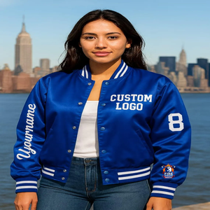 Chaqueta Universitaria de Satén Personalizada – Chaqueta con Nombre y Número Personalizados – Chaqueta Bomber para Adultos y Niños con Logotipo del Equipo Bordado - Product Image 1