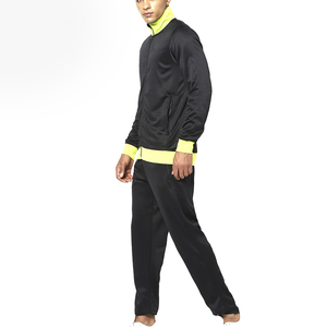 Men's Black Breathable Lightweight Zip-Up Tracksuit Set Neon Yellow Trim Regular Fit Sporty Jogger <b>Pants</b> Polyester Woven Autumn - Product Image 3