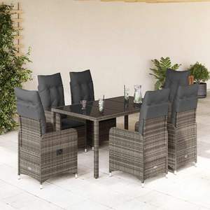 Conjunto de Bistro de Ratán PE Gris con Acero con Recubrimiento en Polvo y Vidrio Templado para Muebles de Jardín - Product Image 1