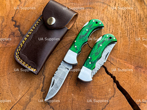 มีดพับเหล็กดามัสกัสตีขึ้นรูปด้วยมือจากโรงงานโดยตรง ด้ามไม้ ใบมีดปลายแหลม หนา 0.5 มม. เกรดอุตสาหกรรม รับผลิตแบบ OEM - Product Image 6