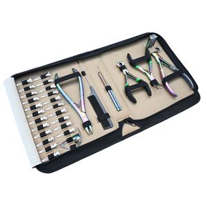 Kit d'outils professionnels pour extensions capillaires : Pince à micro-perles, Pince à sertir plate, Outil à crochets pour cheveux, Pinces de sectionnement, Peigne - Product Image 1