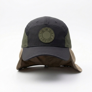 Custom Adjustable Outdoor <b>Cap</b> 3D Embroidery Solid Design Sun Protection Neck Flap <b>Baseball</b> Hat Mesh Panel Rubber Patch OEM - Product Image 1