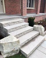 Marchepied en pierre de grès beige pour extérieur, texture naturelle, pour jardin et porche