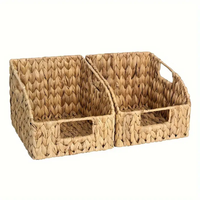 Paniers de rangement tissés à la main en jacinthe d'eau naturelle avec poignées intégrées Organisateur d'étagères multi-usages pour la décoration intérieure