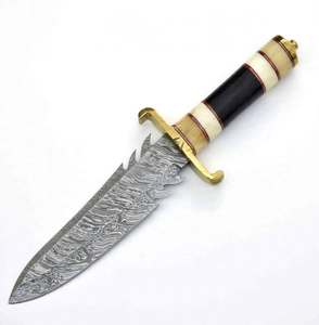 Outil de présentation artisanal en acier de Damas, avec manche en corne et garde en laiton, pièce de collection - Product Image 5