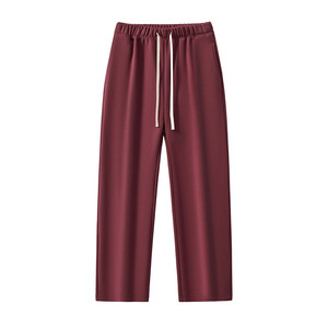 Pantalon de jogging unisexe violet à taille élastique avec cordon de serrage, poches latérales, respirant, mi-lourd, tricoté, pour l'automne - Product Image 5