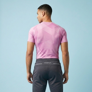 Men Half Sleeve O-Neck Compression Fitted Sporty Casual Wear Breathable Solid Jersey Top - Product Image 2