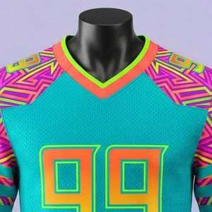 Jersey de Fútbol Americano Sublimado Personalizado de la Mejor Calidad, Manga Corta, Logotipo Bordado Personalizado, Malla Duradera y Cómoda - Product Image 3