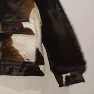Cow Pattern Faux Fur Jacket <b>Turn</b>-down Collar Full Sleeve Warm Winter Coat Patch Pocket Casual Style - Product Image 4
