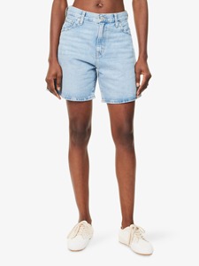 Short en jean vintage coupe bootcut taille mi-haute en denim délavé léger, style décontracté hiver, en coton respirant tissé à séchage rapide - Product Image 3
