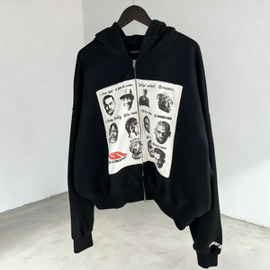 Sudadera con capucha unisex Nesta Sports con cremallera, parche gráfico personalizado, bordado, hombros caídos, extragrande, gruesa e impermeable - Product Image 4