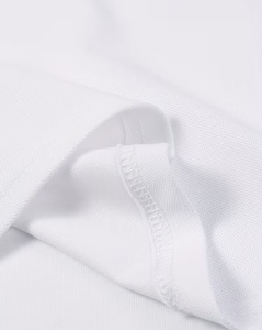 Men's <b>White</b> Short Sleeve for Shirt Regular Fit Button Design Casual Knitted Jersey Fabric Breathable Polyester/Cotton 180g - Product Image 6