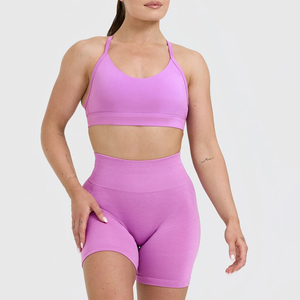 Soutien-gorge de sport pour femme le plus vendu, personnalisable en gros, maintien moyen, sans coutures, avec logo frontal, respirant, faible MOQ - Product Image 3