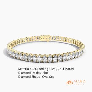 Brilliant Cut Moissanite Tennis Bracelet Unisex 925 Silver Gold Plated Hiphop Engagement Party Luxury Fashion Jewelry Gift <b>Set</b> - Product Image 6