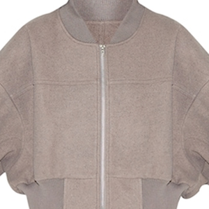 Chaqueta Bomber Corta Unisex con Mangas Fruncidas en Tono Taupe Teñido, Estilo Urbano, con Cierre, de Lana Sintética, Casual, Impermeable y Resistente al Viento - Product Image 4