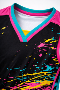 Ensemble d'uniformes de basketball réversibles personnalisés en gros pour hommes et femmes, haute qualité, 100 % polyester, séchage rapide, respirant, maillot à col en V - Product Image 6