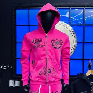 Custom Men's Tracksuit <b>Set</b> 100% Cotton Fleece Heat-Transfer Printed Streetwear Hoodies & Distress Trouser <b>Sets</b> - Product Image 5