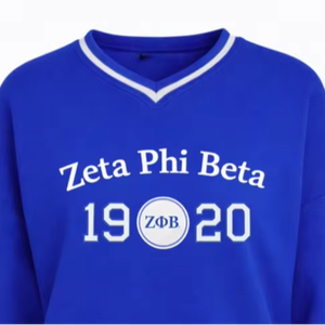 เสื้อสเวตเชิ้ตแขนยาวผ้าฝ้ายถักสีน้ำเงินล้วน รุ่น 1920 ของ Zeta Phi Beta สำหรับผู้หญิง คอกลม ผ้าฟลีซ ไม่เป็นขุย แห้งเร็ว - Product Image 4