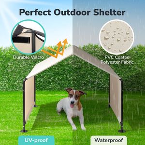 Tenda per Cani di Grandi Dimensioni 4*4*3.3FT, Colore Bianco Crema, Casette e Arredi per Animali Domestici - Product Image 2