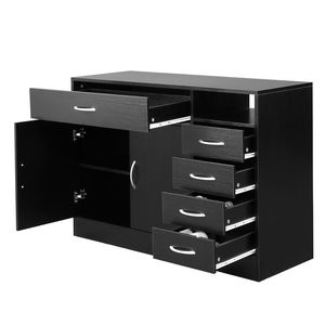 Mobile da Bagno in MDF Nero con Ante Doppie in Triamina e Cinque Cassetti, Elegante Soluzione di Stoccaggio - Product Image 5