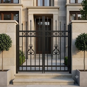 Puerta Doble de Jardín de Hierro Forjado a Mano KHP, Diseño Floral Exquisito, Entrada de Seguridad Galvanizada de Alta Resistencia, Diseño Victoriano - Product Image 2