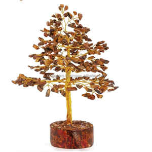 Venta al por mayor de piedras preciosas de ojo de tigre decoración del hogar curación de Reiki natural con base de madera de árbol de Feng Shui estilo amor - Product Image 1