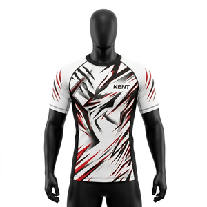 Camiseta de Compresión Rashguard Sublimada con Estampado de Poliéster y Spandex, para Entrenamiento de MMA BJJ No Gi, Elástica en Cuatro Direcciones, Logotipo Personalizado OEM - Product Image 2