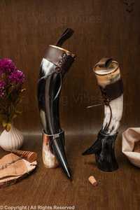 Juego de Cuernos Vikingos para Beber, 100% Calidad Garantizada, Cuernos Naturales de Buey/Búfalo, Acabado Pulido, Alta Capacidad, Decoración para Bodas, Ágata - Product Image 3