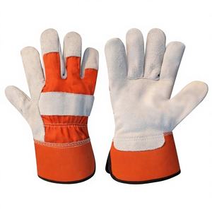 Guantes de Trabajo de Cuero Vacuno Antideslizantes y Anticorte para Trabajo Pesado, Estilo Canadiense con Forro y Puño Reforzado con Goma - Product Image 1