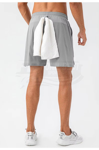 High Quality Men Shorts Sports Shorts <b>Elastic</b> Waist Drawstring Pockets 100% Polyester Woven Fabric Mid Length Casual Style - Product Image 2