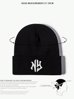 Bonnet Y2K en tricot jacquard imprimé dessin animé sans revers, en polyester/coton de haute qualité, décontracté, pour l'hiver, usage quotidien, peluche 3D