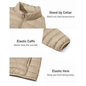 Thick <b>Warm</b> Unisex Puffer Jacket Breathable Nylon Windbreaker Shell Water-Repellent Windproof Design Elastic Cuffs Hooded - Product Image 4