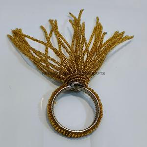 Anillos de Servilleta Decorativos Modernos Dorados con Cuentas, Diseño para Restaurante y Hotel, para Fiestas y Recepciones de Boda, Centro de Mesa Metálico - Product Image 2