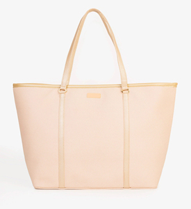Sac fourre-tout en toile crème avec poignées en cuir marron, design uni portable, écologique, tissé, fournisseur OEM - Product Image 5