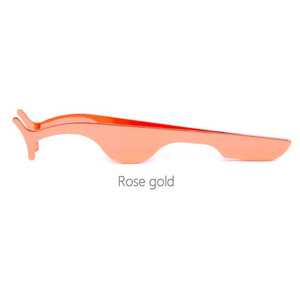 Pince à épiler antistatique en acier inoxydable rose personnalisée de haute qualité, applicateur recourbe-cils à pointe lisse pour application de cils, forme carrée - Product Image 2
