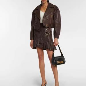 Jupe en cuir véritable 100% originale pour femmes, tendance, disponible en différentes couleurs, nouveau style brillant - Product Image 5