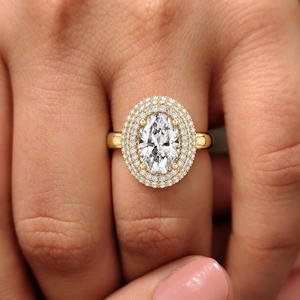 แหวนเพชรทรงรีเพาะเลี้ยงในห้องปฏิบัติการ ทองคำแท้ 14K ประดับเพชรเดี่ยวทรงสามแถว 2.50 กะรัต DEF VVS รับรองโดย IGI แหวนครบรอบ ODM - Product Image 2